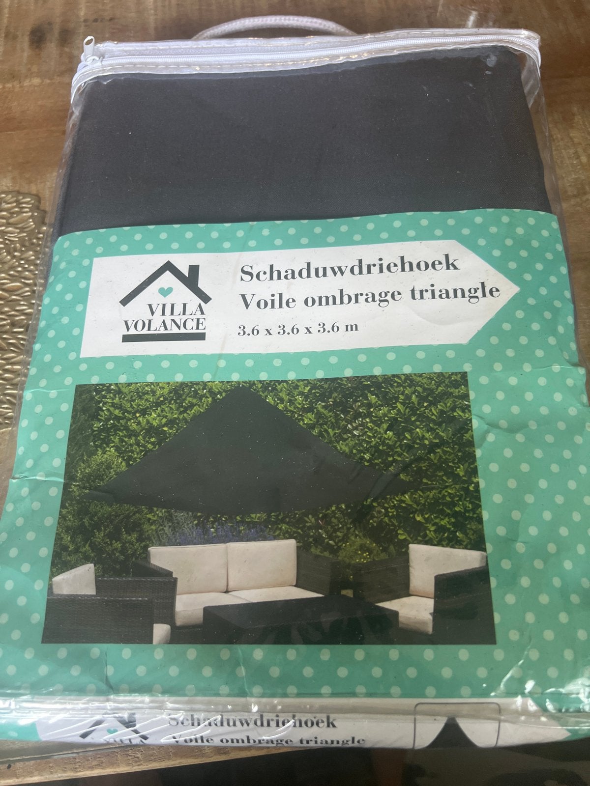 Villa Volance Schaduwdriehoek 3.6x3.6x3.6m Zwart, Ophalen of Verzenden, Zo goed als nieuw