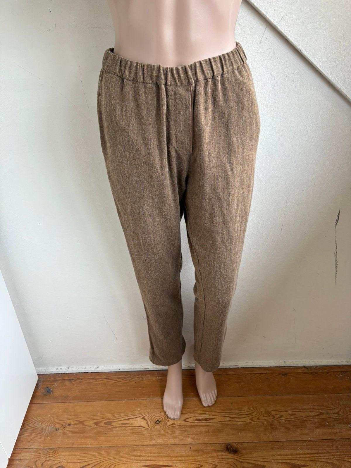 Humanoid wollen broek maat XS wol bruin gestreept geel, Bruin, Ophalen of Verzenden, Zo goed als nieuw, Maat 34 (XS) of kleiner
