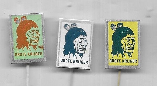 3 INDIANEN SPELDEN GROTE KRIJGER SERIE, Ophalen of Verzenden, Gebruikt, Overige onderwerpen, Speldje of Pin