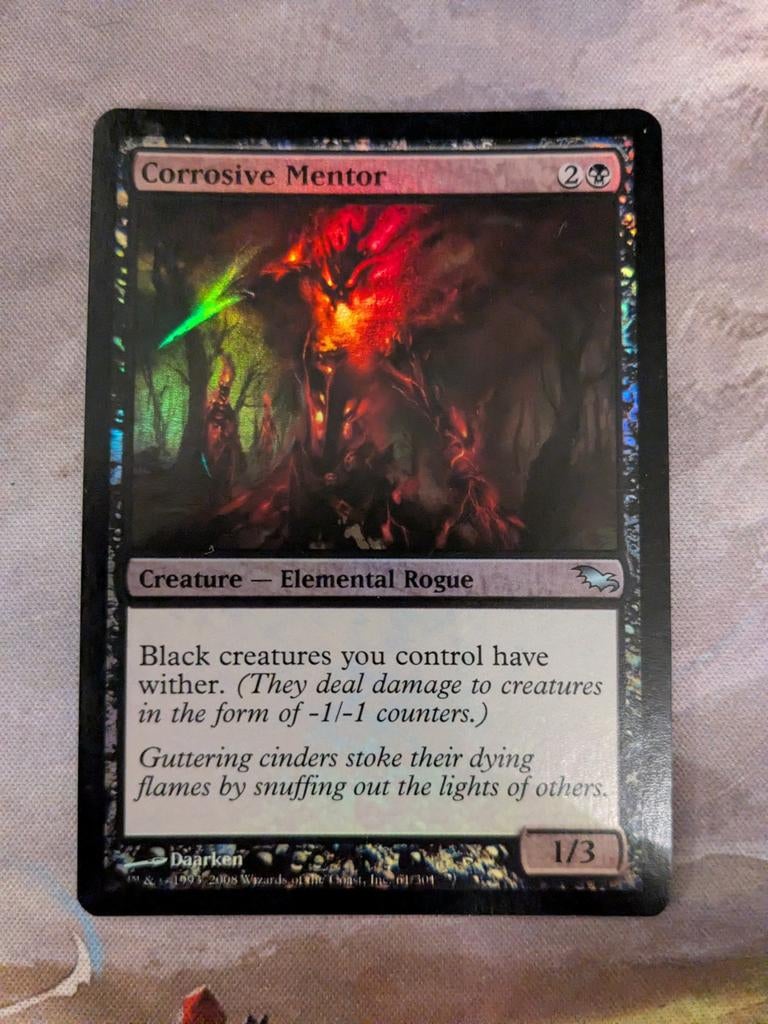 Corrosive Mentor Foil - Magic: The Gathering Kaart, Ophalen of Verzenden, Zo goed als nieuw, Losse kaart, Foil