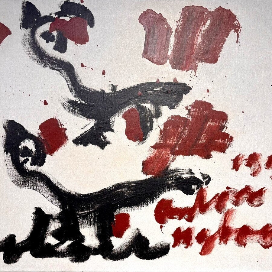 Anton Heyboer (1924-2005) - Kippen in rood en zwart, Ophalen of Verzenden