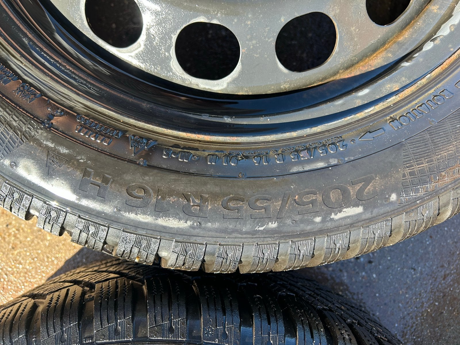 Continental winterbanden 205/55/16 op stalen velgen Audi A3, Auto-onderdelen, Ophalen, Gebruikt, 16 inch, Banden en Velgen
