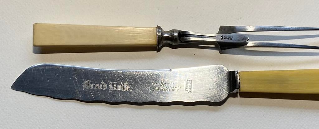 Vintage William Jackson & Co Broodmes en Vork Set, Antiek en Kunst, Antiek | Bestek, Ophalen of Verzenden