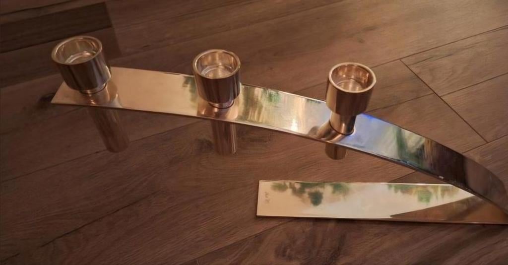 Fink boogkandelaar - verzilverd metaal voor 3 kaarsen, Gebruikt, Bruin, Verzenden, Metaal