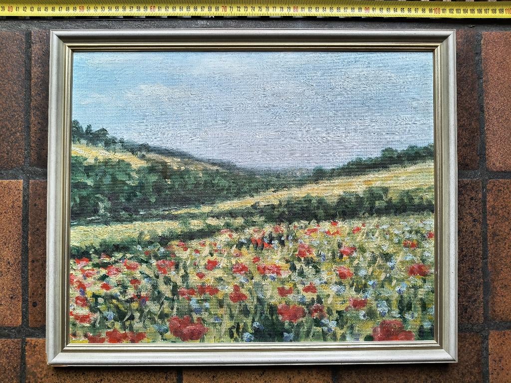 olieverf schilderij Klaprozen op Kunderberg(?) PMG Goltstein, Ophalen