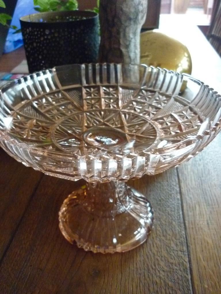 Franse oude fruitschaal uit de 50'er jaren., Antiek en Kunst, Antiek | Glas en Kristal, Verzenden