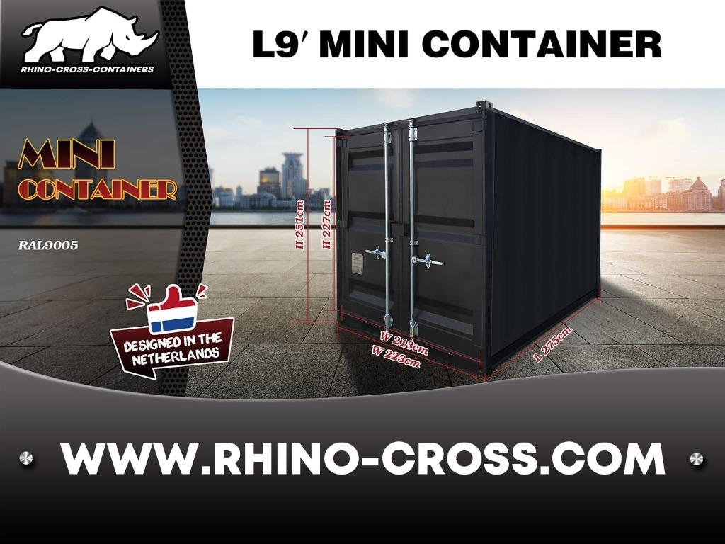 12ft, 9ft, 8ft, 7ft, 6ft, 5ft, 4ft - Zwart Mini container, Ophalen