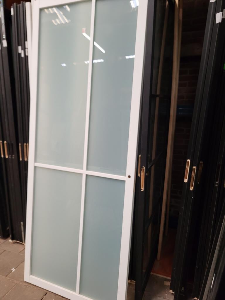 93x231,5cm binnendeur stomp Staal look wit mat glas SK40, Ophalen, Zevenaar, 80 tot 100 cm, 215 cm of meer