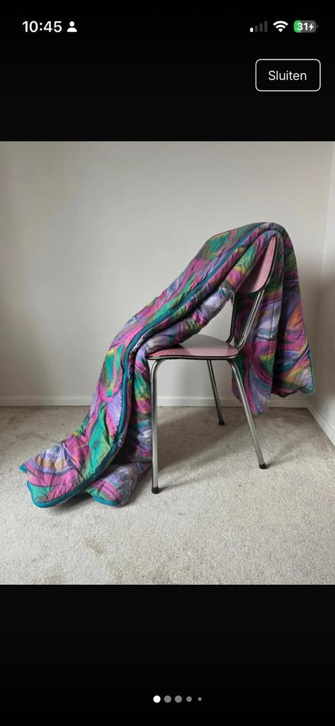 Vintage slaapzak, 69x199cm. 90s 80s print retro boho camping, Verzenden, Gebruikt