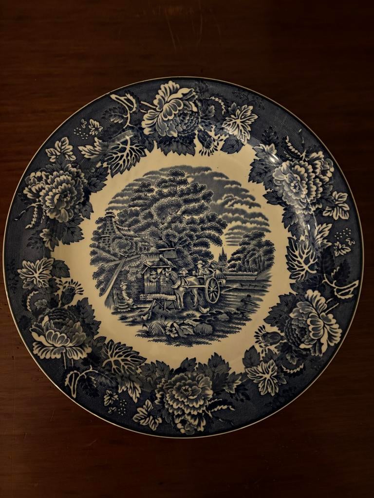 Vintage Engels Bord met Blauw Decor, Ophalen of Verzenden