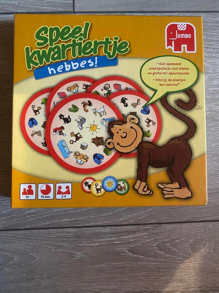 Speelkwartiertje Hebbes - Leuk Kinderspel, Drie of vier spelers, Ophalen of Verzenden, Gebruikt, Reisspel