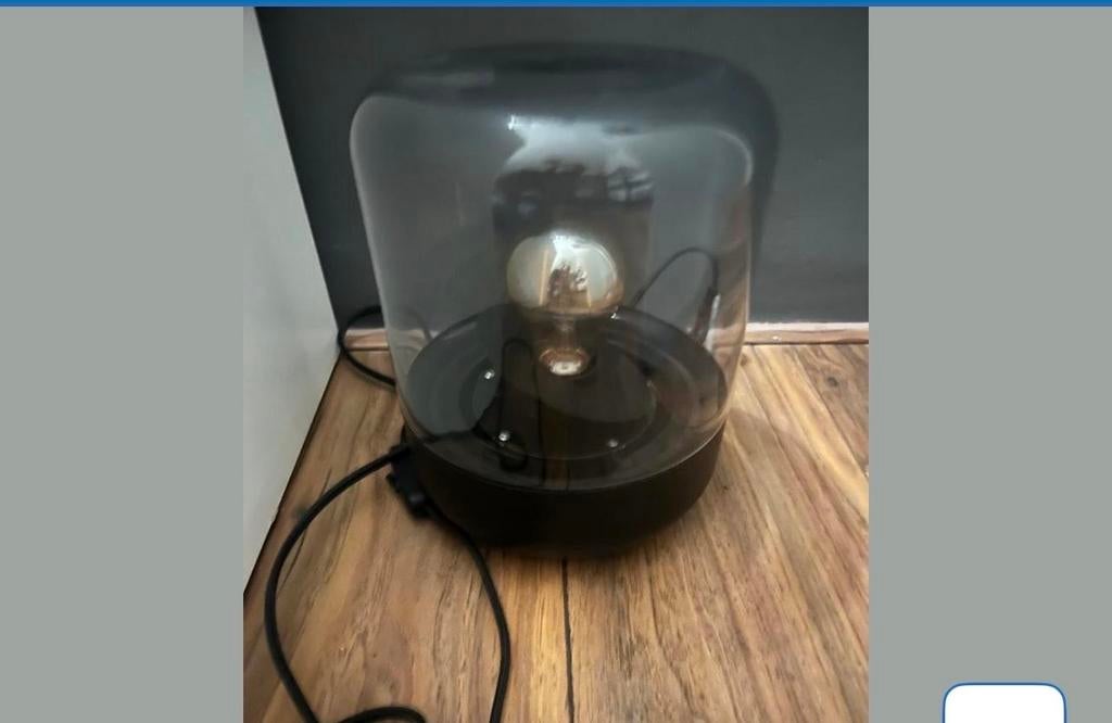 IKEA Tafellamp Rookglas + Warme Lamp, Ophalen, Zo goed als nieuw, Glas, Minder dan 100 cm