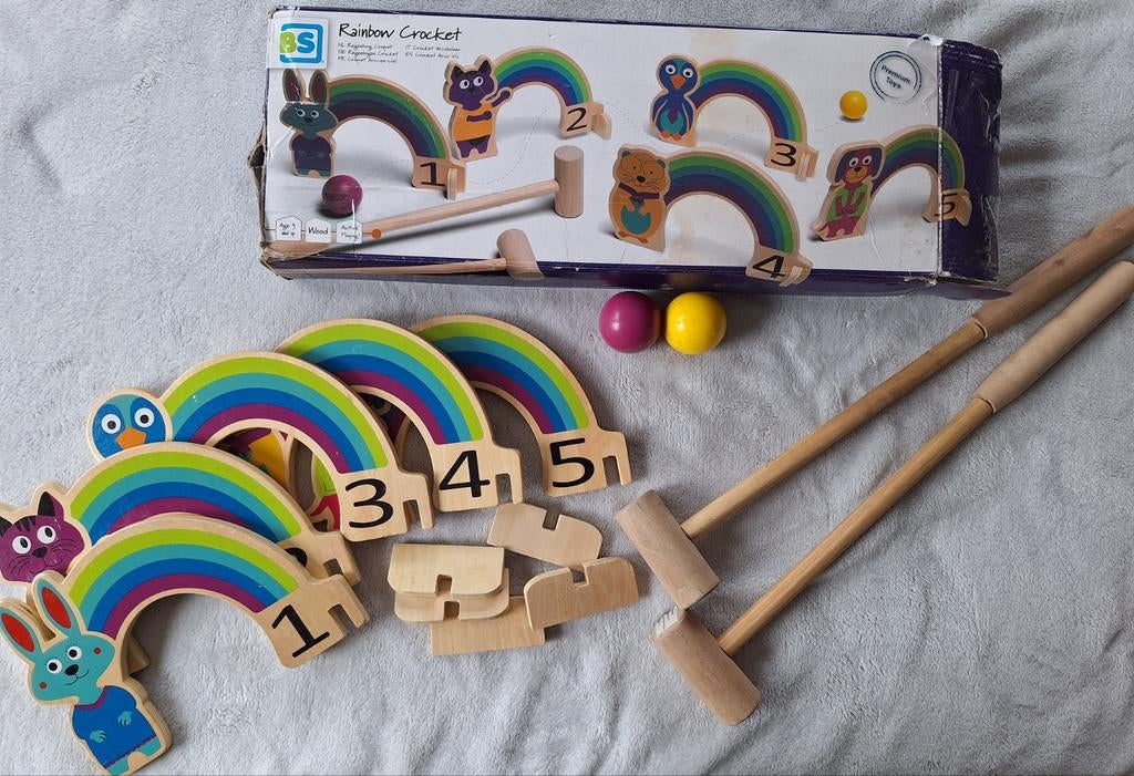 Cricket set hout buitenspeelgoed tbv goed doel, Kinderen en Baby's, Ophalen of Verzenden, Gebruikt