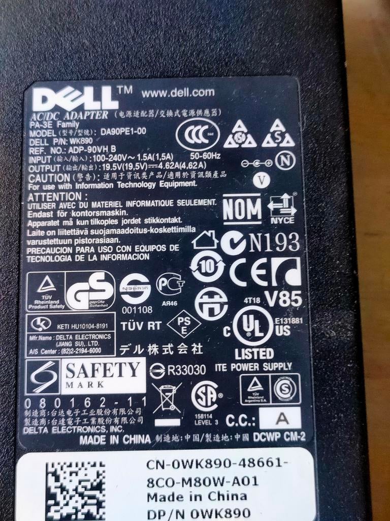 Dell DA90PE1-00 AC/DC Adapter - Getest!, Ophalen of Verzenden, Gebruikt, Dell