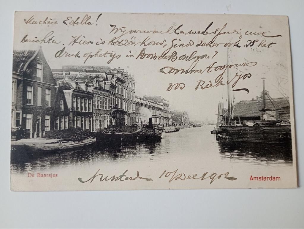 Amsterdam De Baarsjes met Scheepvaart 1902, Verzamelen, Ophalen of Verzenden, Voor 1920, Gelopen, Noord-Holland