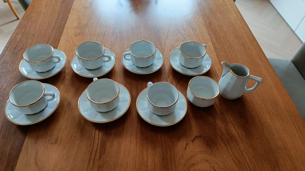 Frans koffie servies Apilco, Ophalen of Verzenden, Zo goed als nieuw, Overige stijlen, Kop(pen) en/of Schotel(s)