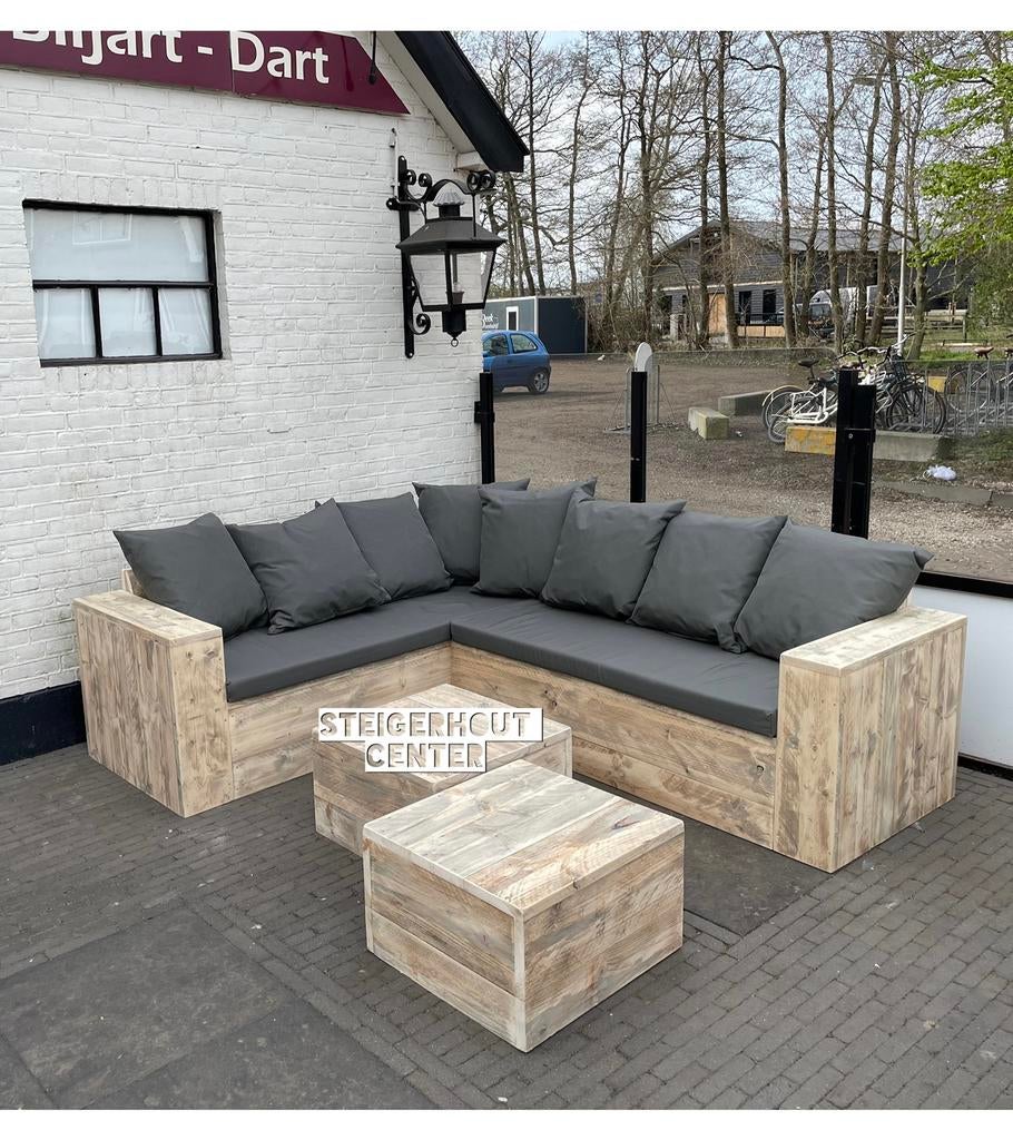 Steigerhout Loungeset Loungebank Hoekbank Tuinset Tuinbanken, Verzenden, Meer dan 8 zitplaatsen, Steigerhout, Nieuw