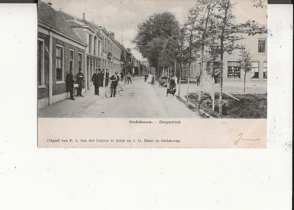 Oudshoorn Dorpsstraat met hondenkar 28 dec 1903, Ophalen of Verzenden, Voor 1920, Gelopen, Zuid-Holland