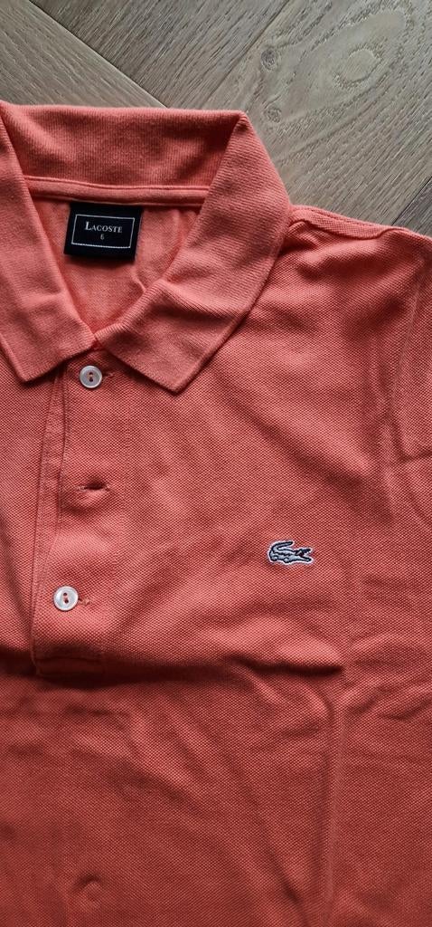 1x gedragen originele Lacoste polo zalm/ oranje mt. 6 / L, Maat 52/54 (L), Lacoste, Oranje, Ophalen of Verzenden