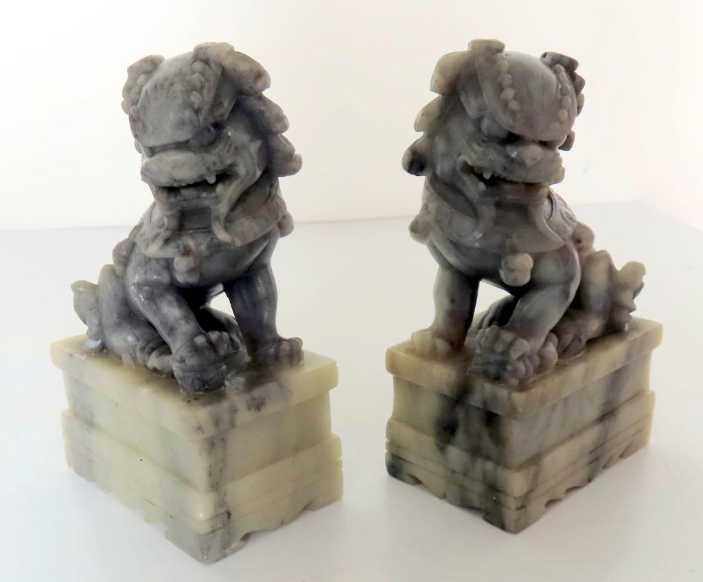Uit inboedel Koopje: Set natuurstenen chinese tempelleeuwen, Antiek en Kunst, Verzenden