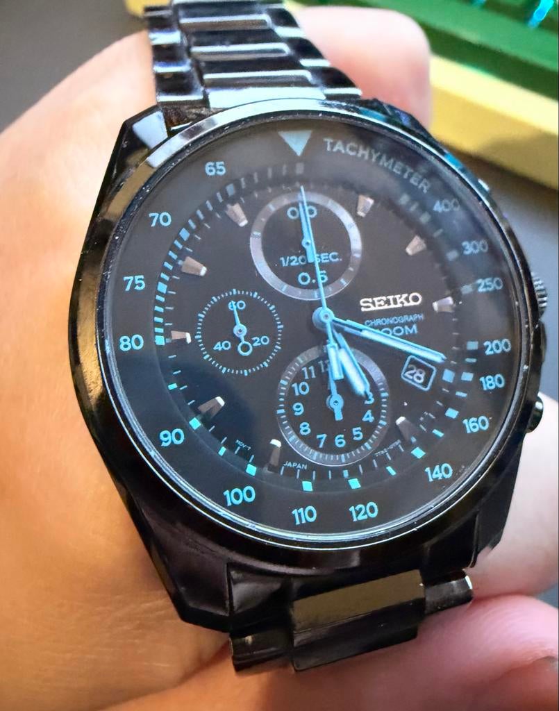 Seiko Chronograph 7T92 0NK0, Ophalen of Verzenden, Gebruikt, Zwart, IOS