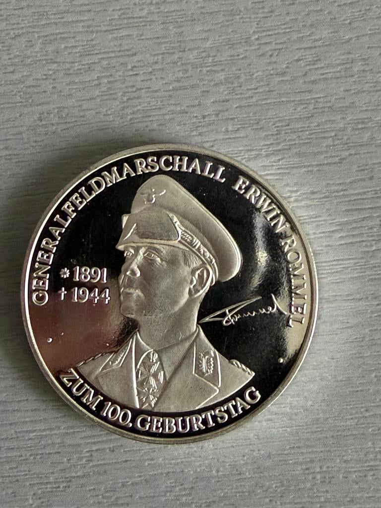Herdenkingsmunt WO2 Erwin Rommel, Ophalen of Verzenden, Duitsland, Losse munt