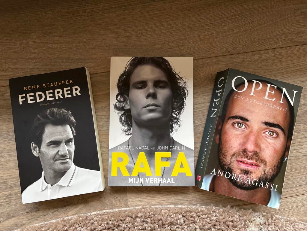 3 boeken BIOGRAFIE TENNIS SPELERS, Ophalen, Zo goed als nieuw, Sport