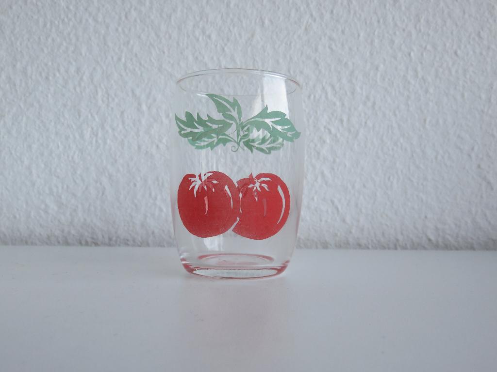 Vintage retro sapglas tomaat tomatensapglas, Huis en Inrichting, Keuken | Servies, Glas of Glazen, Gebruikt, Ophalen of Verzenden