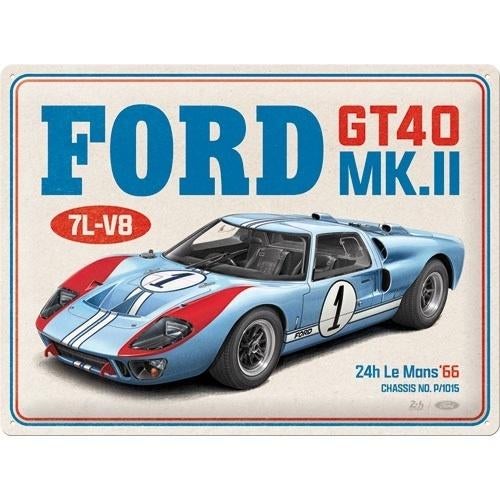 Ford GT40 24H Le Mans1966. Metalen wandbord., Reclamebord, Nieuw, Ophalen of Verzenden, X