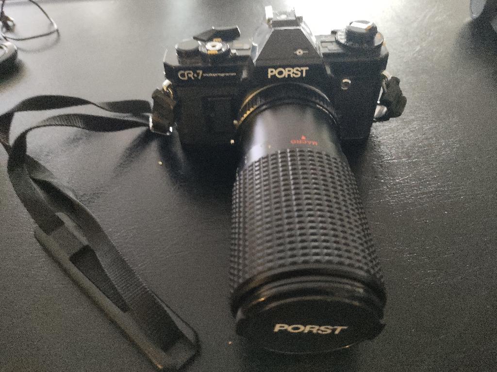 Porst CR-7 Multiprogram analoge fotocamera+3 lenzen+flitser., Ophalen of Verzenden, Gebruikt, Spiegelreflex, Overige Merken