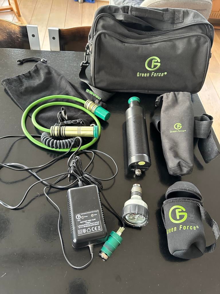 Green Force Duiklamp Set Compleet, Watersport en Boten, Ophalen of Verzenden, Gebruikt, Duiklamp