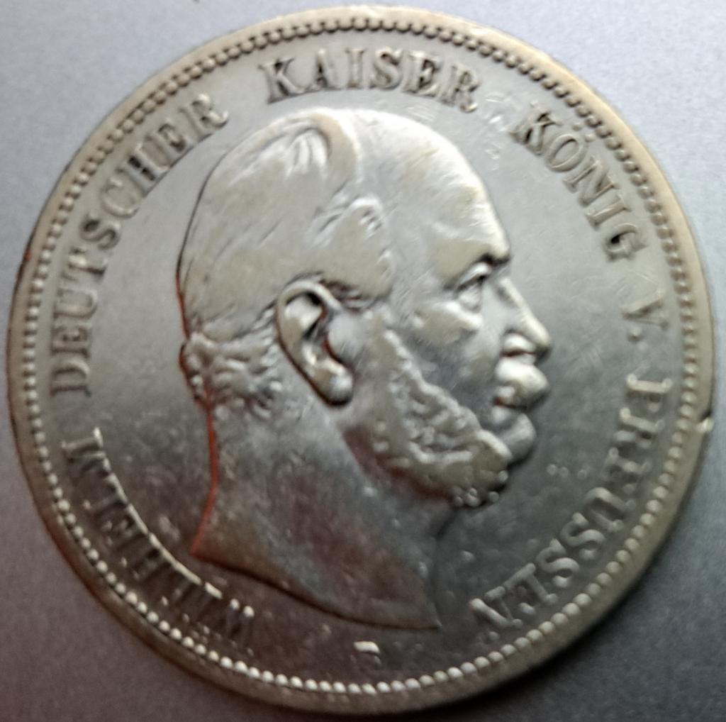 Preussen, 5 Mark 1876 B - zilver, Ophalen of Verzenden, Duitsland, Losse munt, Zilver