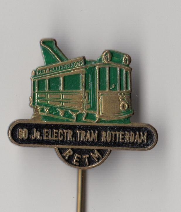 RET RETM Mannenkoor Tram Rotterdam speldje, Verzamelen, Gebruikt, Niet vindbaar, Niet vindbaar, Speldje of Pin