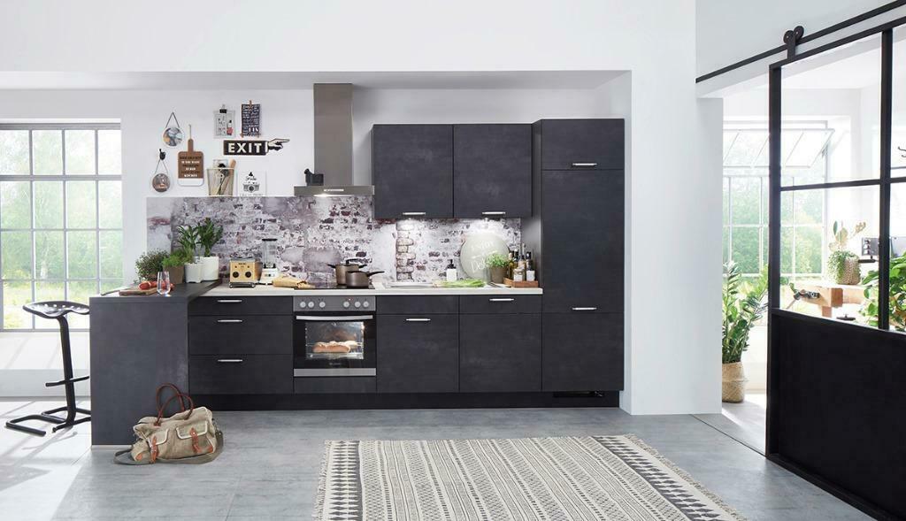 Keuken + marmerkleurig blad spotprijs, Ophalen, Zwart, Nieuw, Enkelwandige keuken