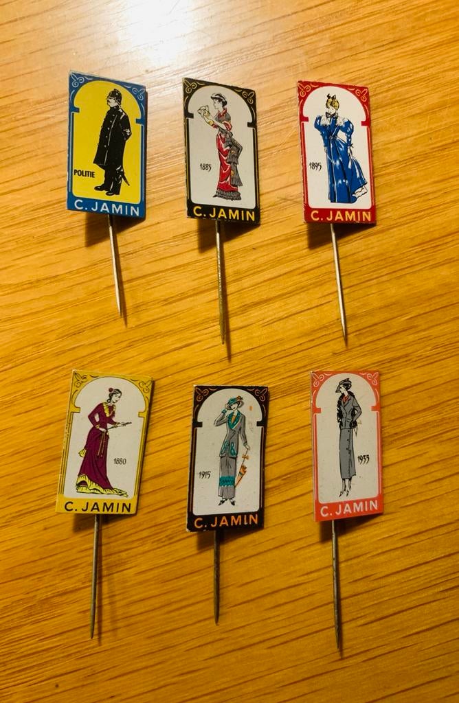 6 Jamin Speldjes, Verzamelen, Speldjes, Pins en Buttons, Gebruikt, Speldje of Pin, Overige onderwerpen, Ophalen of Verzenden