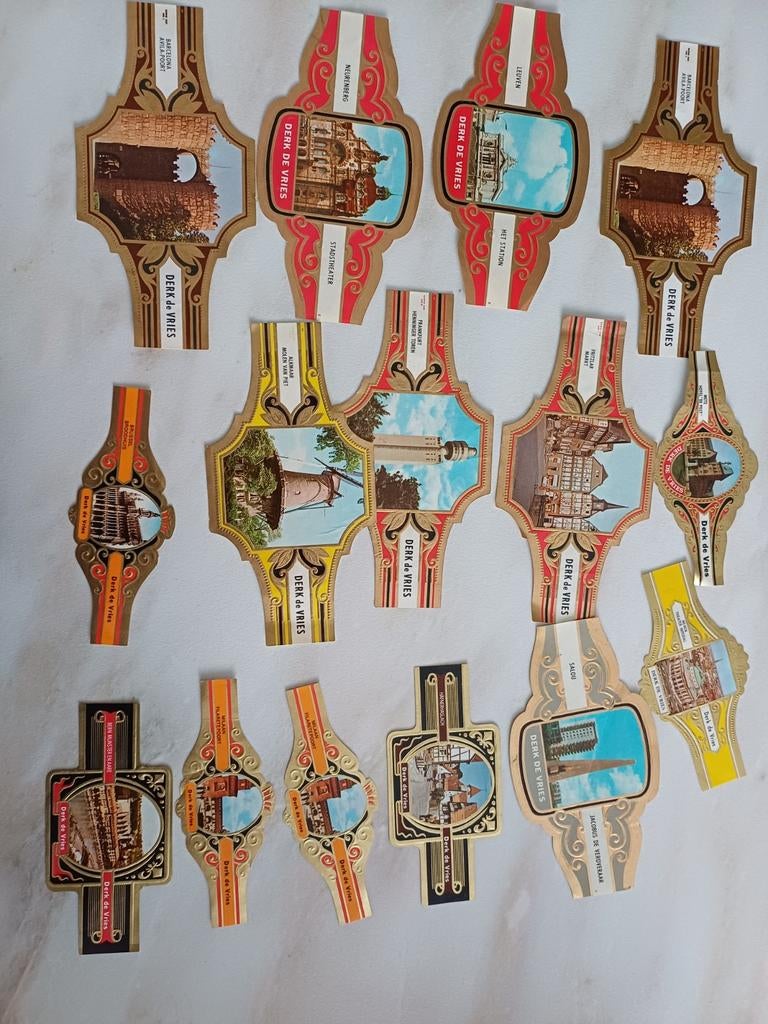 Sigarenbandjes Derk de Vries 13 stuks, Ophalen, Gebruikt, Sigarenbandjes