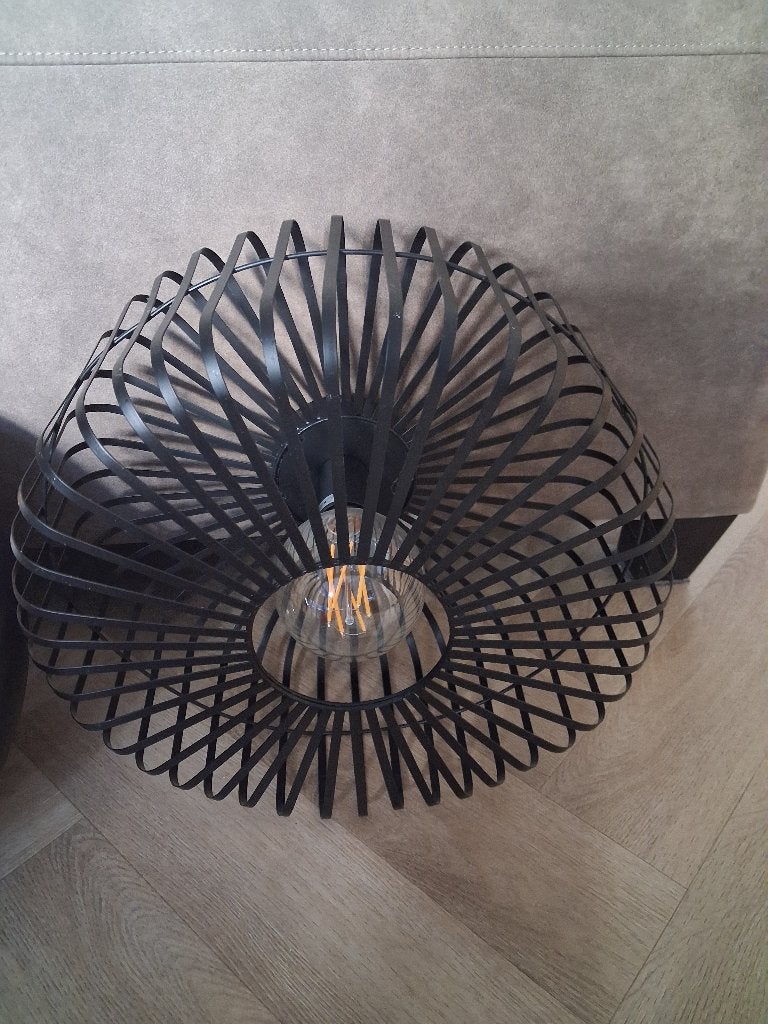 Plafond lampen, Ophalen, Inclusief lichtbron, Zwart, E27 (groot)