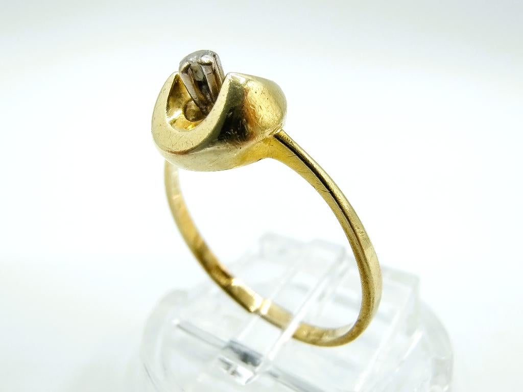 Gouden ring met diamant, 17,5 mm, Gebruikt, Info@zilverwebsite.nl, Verzenden, 17 tot 18