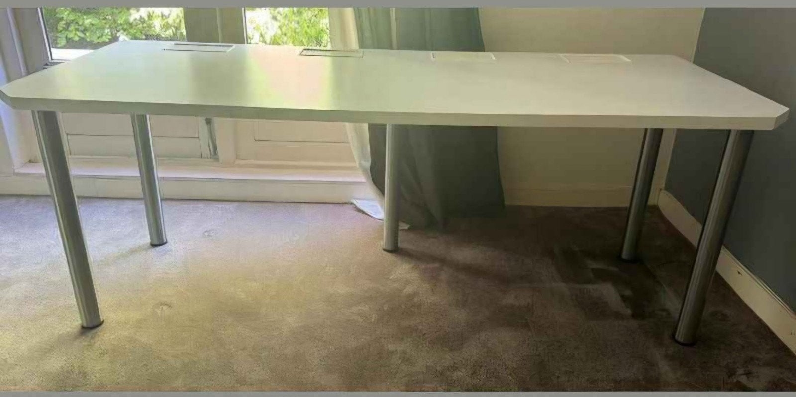 Groot wit bureau/tafel 200 x 80 cm – makkelijk demonteerbaar, Ophalen of Verzenden, Gebruikt