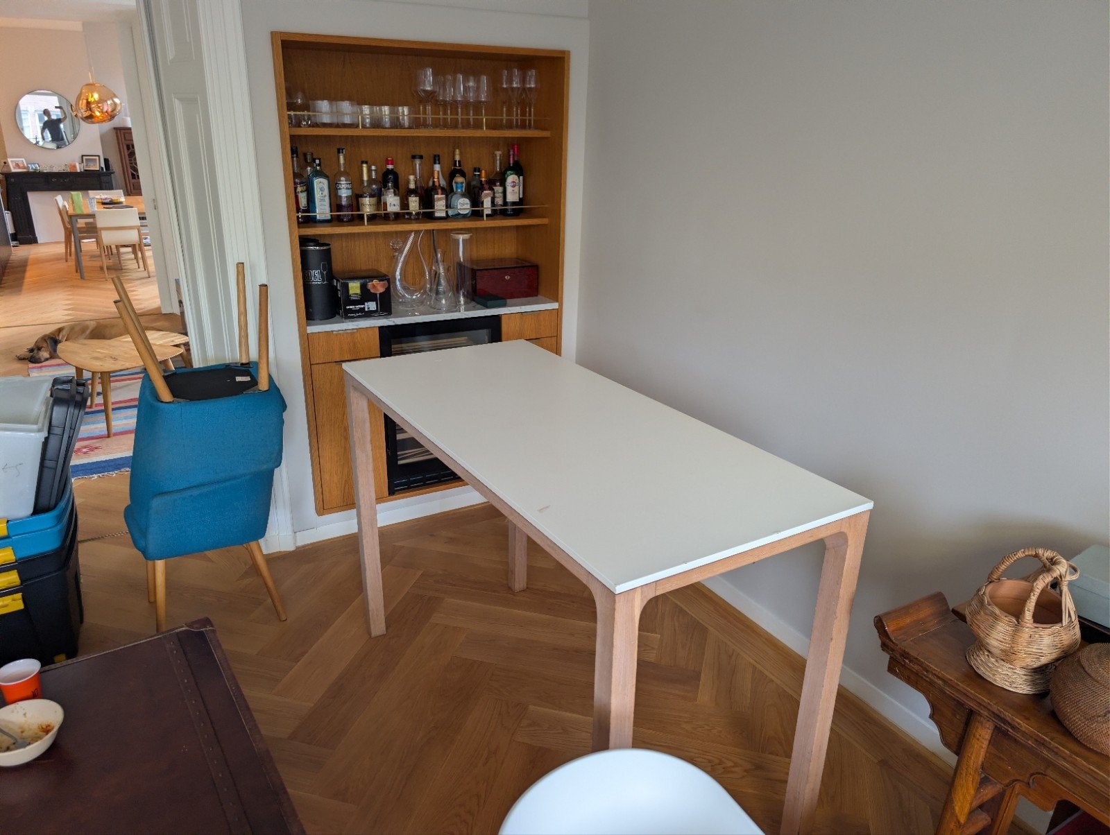 White oak bar table, Ophalen, Gebruikt, Eikenhout, 50 tot 100 cm