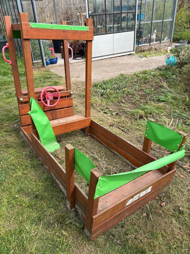Houten Zandbak Speeltoestel met Stuur - Bootvorm, Kinderen en Baby's, Speelgoed | Buiten | Zandbakken, Ophalen of Verzenden, Gebruikt