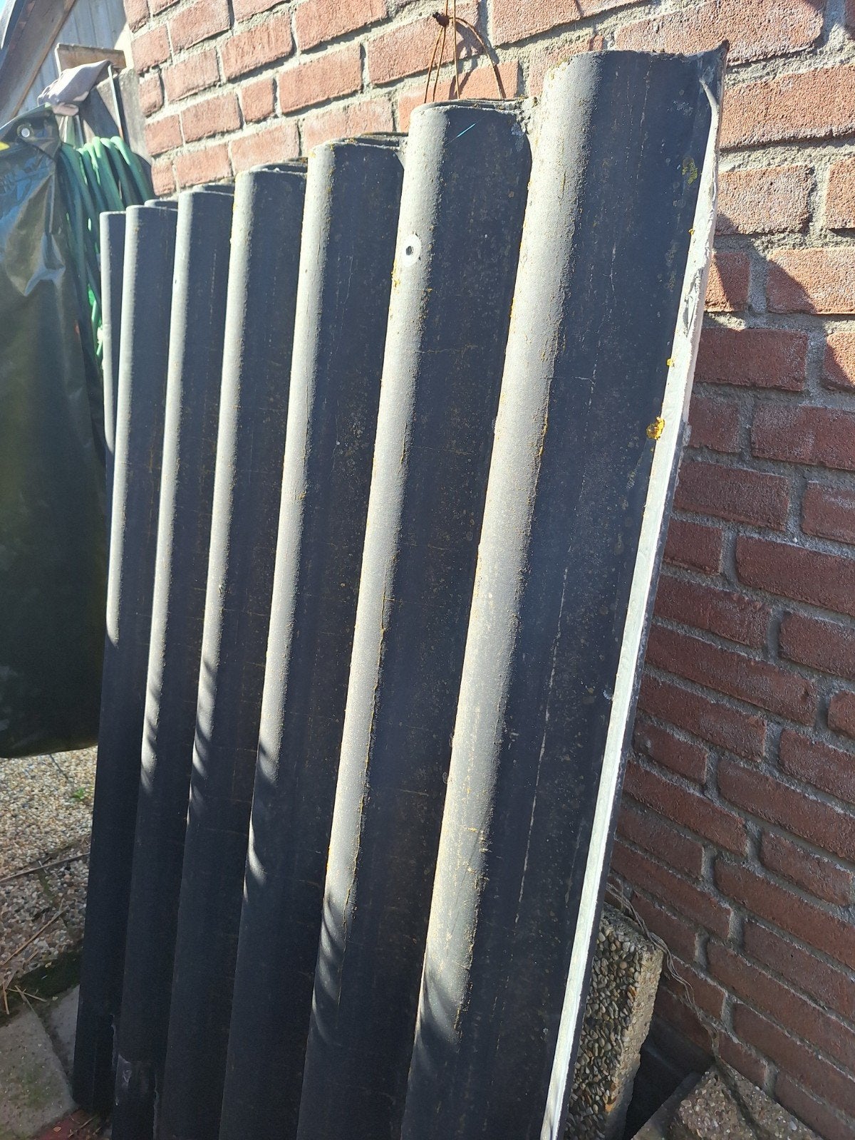 Bitumen golfplaten 5 stuks 1.40 x 1.60, Doe-het-zelf en Verbouw, Ophalen, Overige materialen, Zo goed als nieuw, Golfplaat