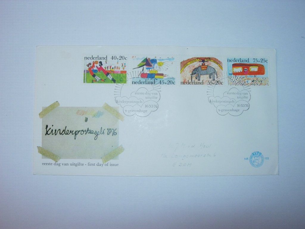 NL Nederland FDC 153 Kinderzegels 1976, Verzenden, Beschreven, Nederland