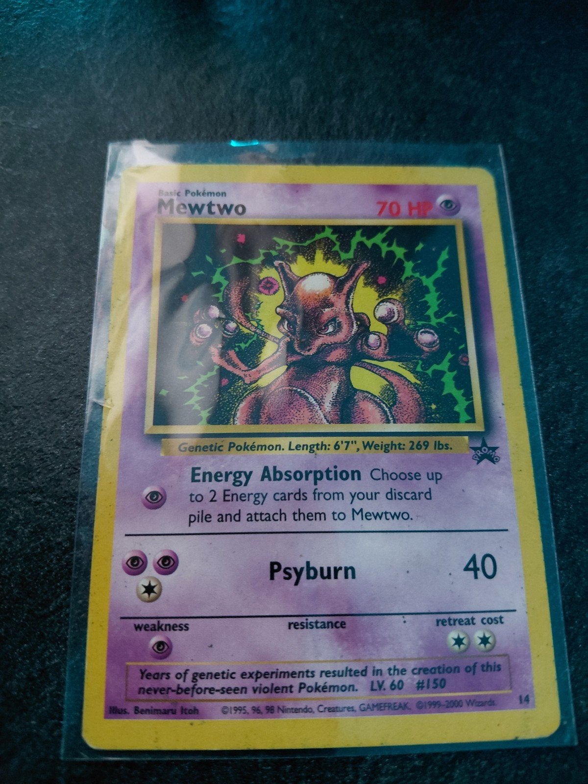 Mewtwo non holo - kaart #14 uit 1995, Hobby en Vrije tijd, Verzamelkaartspellen | Pokémon, Ophalen of Verzenden, Zo goed als nieuw