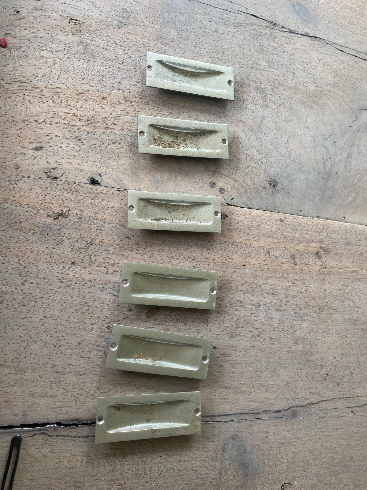 6 Verzonken komgreepjes - 10x4x1 cm, Ophalen of Verzenden, Gebruikt, Overige materialen, Overige typen