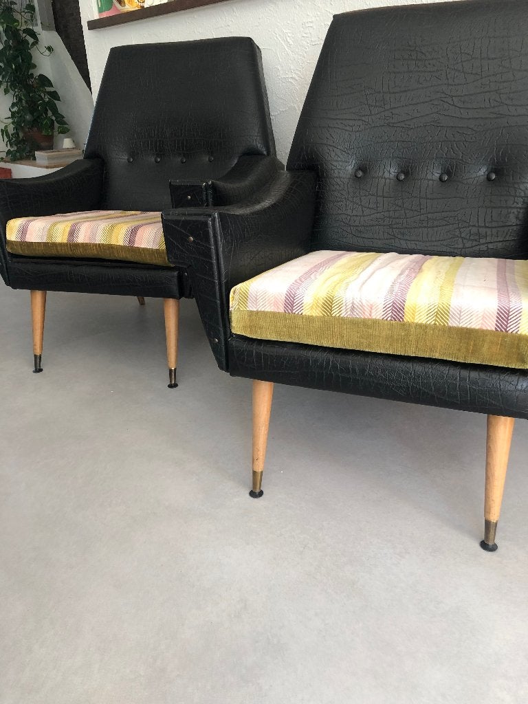2 vintage retro fauteuils zeteltjes ‘50-60, Ophalen, Gebruikt, Minder dan 75 cm, Stof