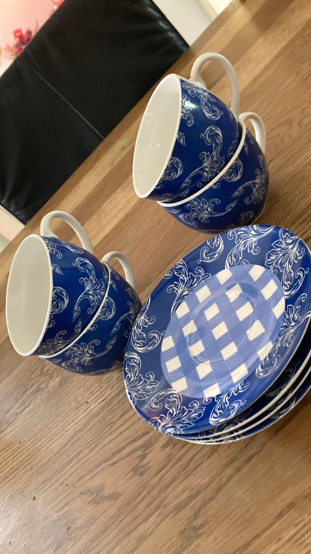 Thee koffie kop en schotels blauwwit, Ophalen of Verzenden