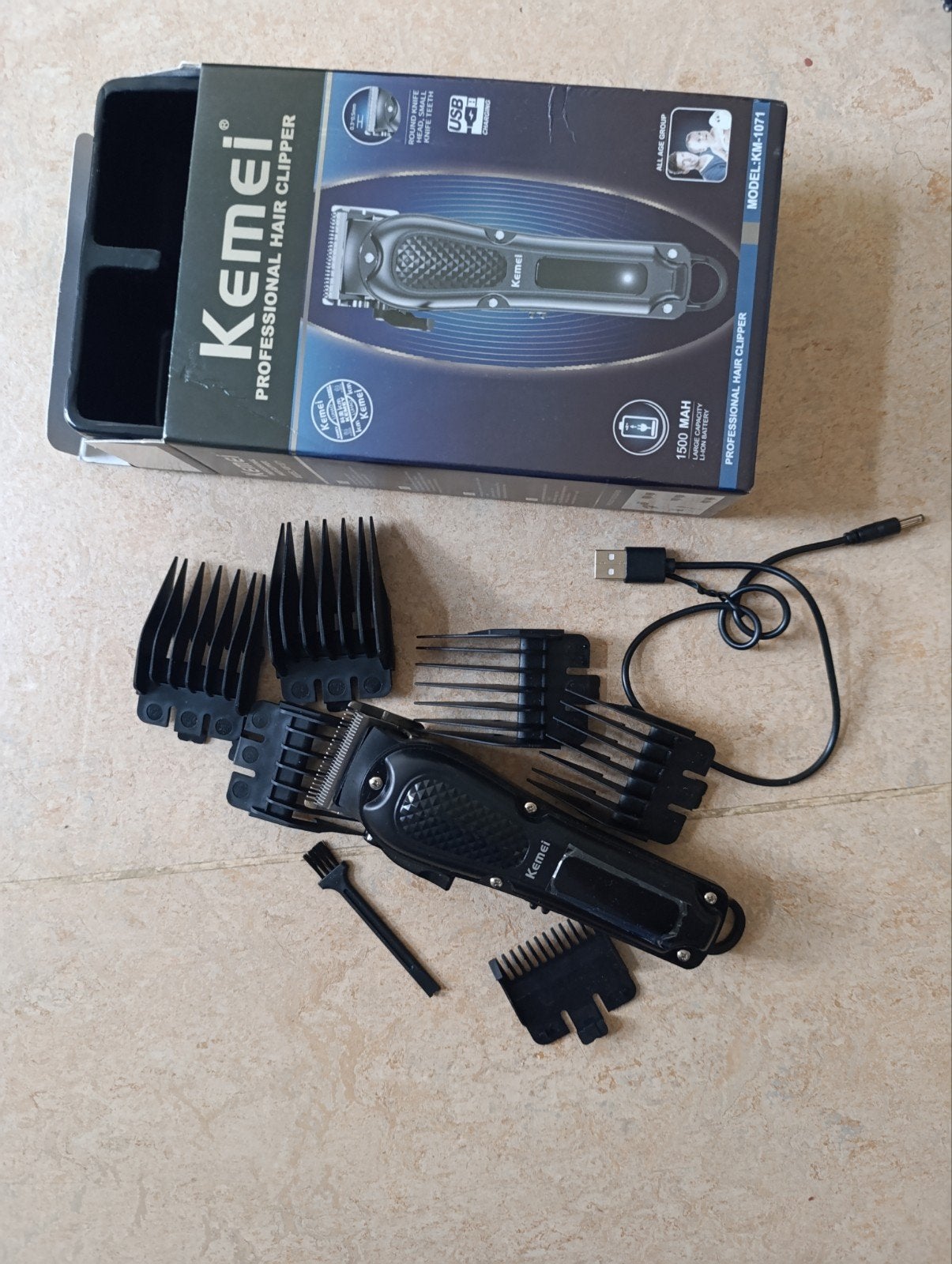 Kemei Professionele Haartrimmer KM-1071 met accessoires, Ophalen of Verzenden, Zo goed als nieuw, Tondeuse