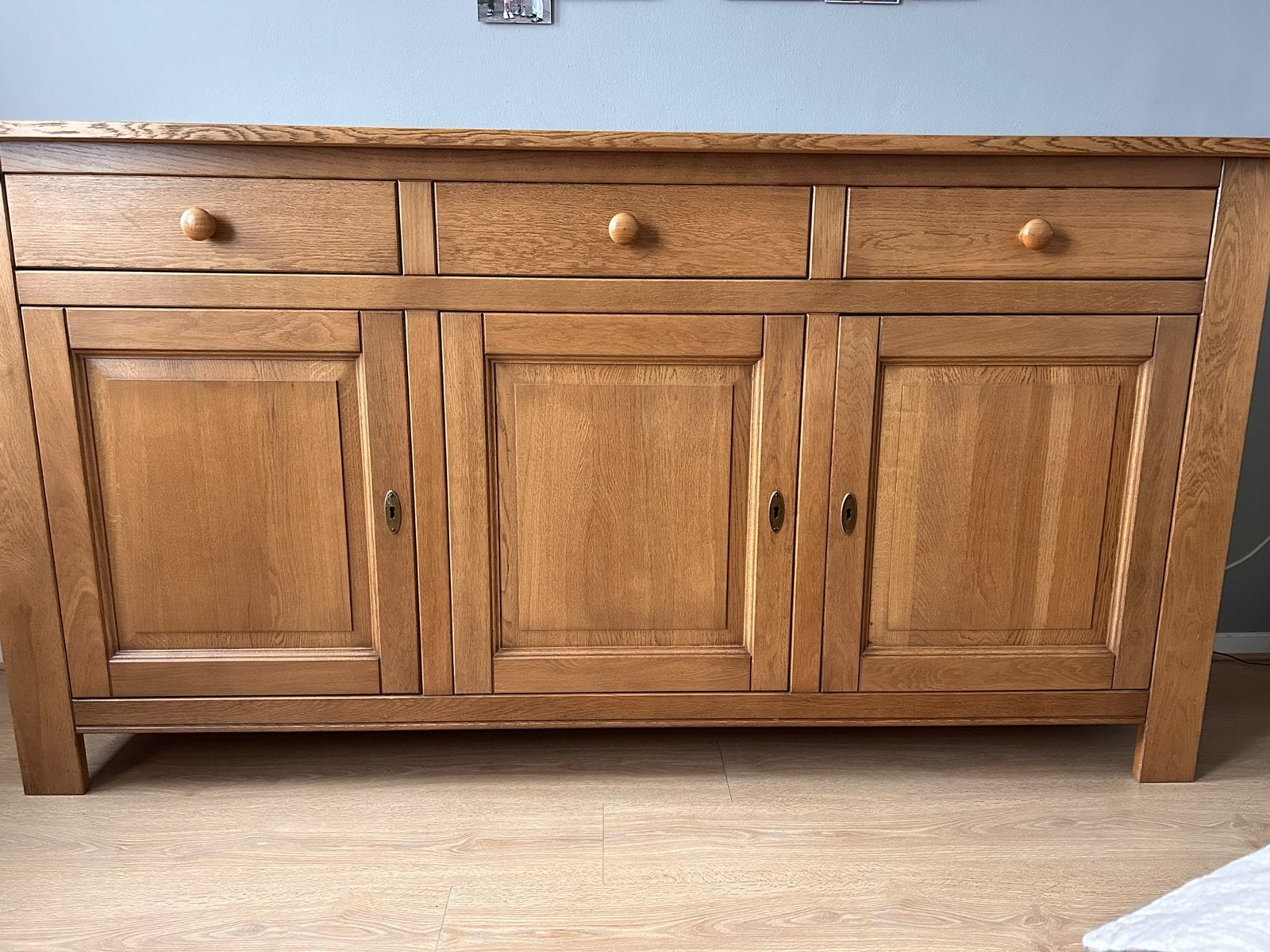 Massief eiken dressoir met 3 laden en 3 deuren, Huis en Inrichting, Ophalen, 150 tot 200 cm, Eikenhout, Zo goed als nieuw