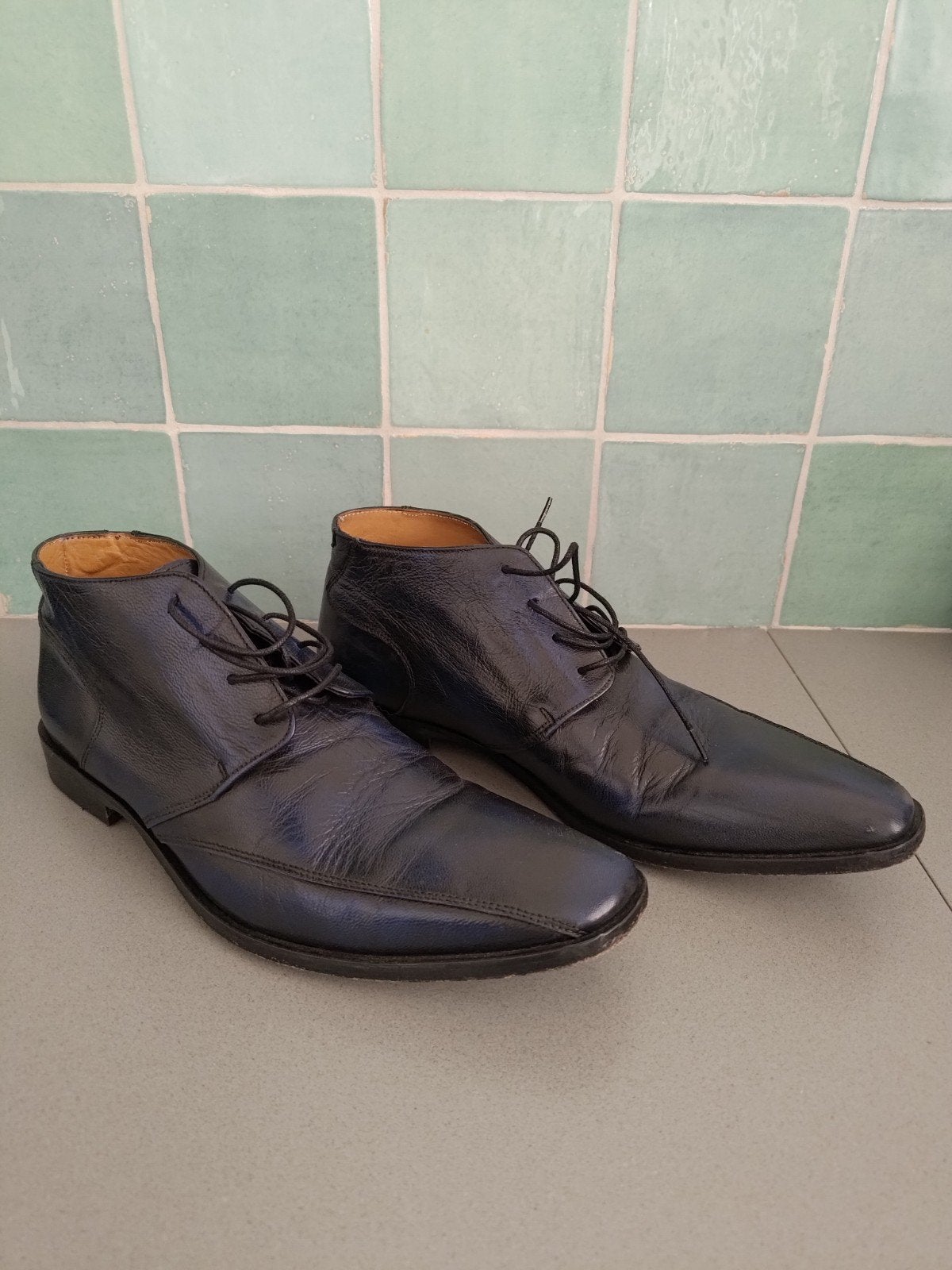 Paulo Bellini donkerblauwe leren schoenen maat 44, Ophalen, Onbekend, Blauw, Gedragen